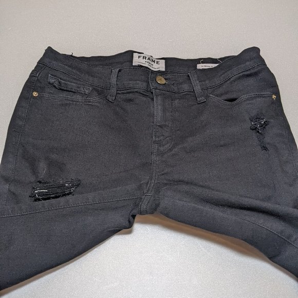 Frame Le Skinny de Jeanne Skinny Mid Rise Jeans Black - Picture 10 of 14